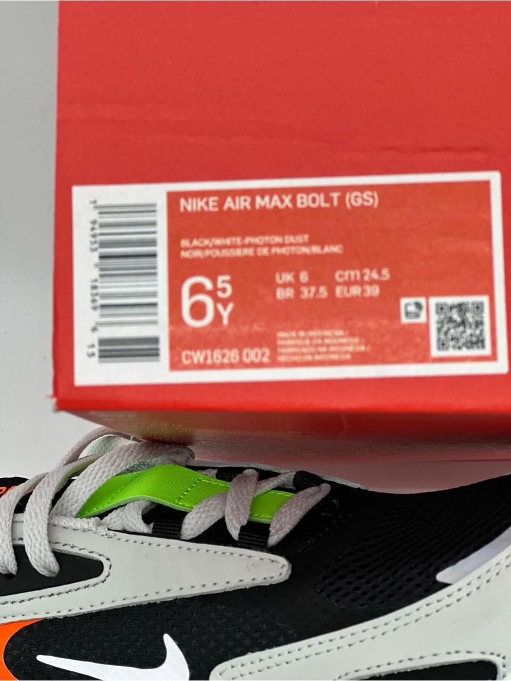 Nike Kids Sneakers in Black, Gray, Neon Green & Orange